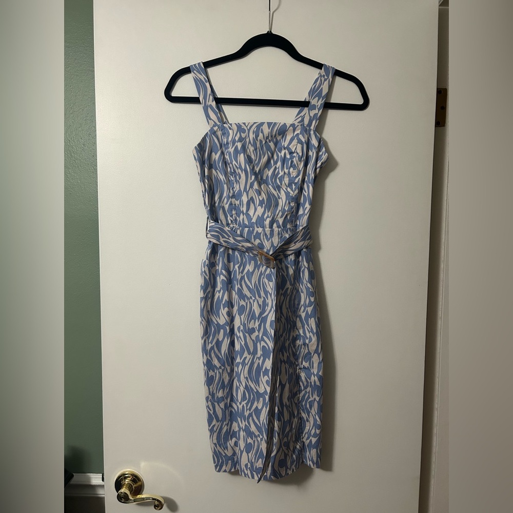 Monteau Blue and White Midi Dress